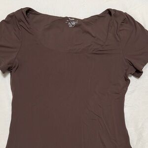 Elegant Brown Short Sleeve Top